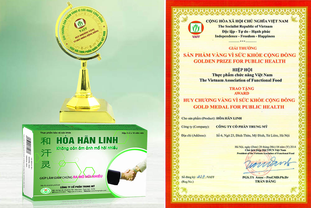 Sản phẩm Hòa Hãn Linh được trao tặng sản phẩm vàng vì sức khỏe cộng đồng