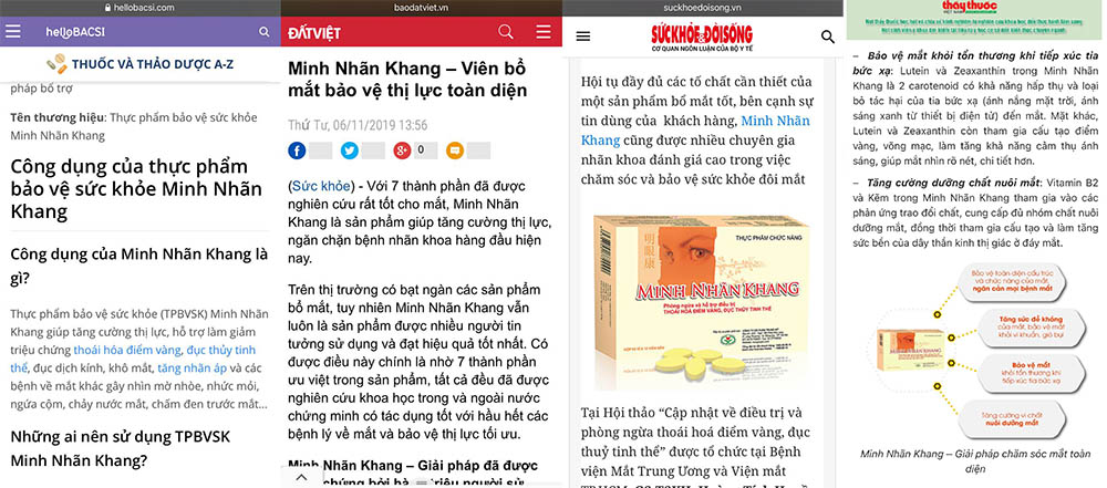Báo chí truyền đưa tin rộng rãi về viên bổ mắt Minh Nhãn Khang